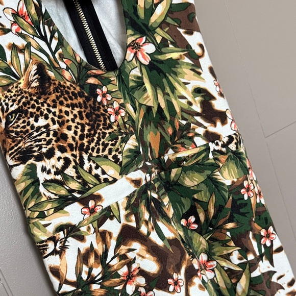 bebe Green Leopard Tropical Print Jumpsuit - Picture 10 of 11